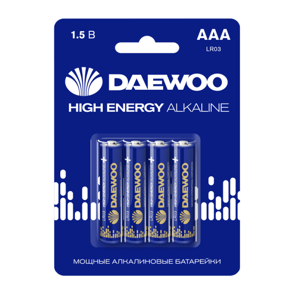GoPower Батарейка Daewoo ENERGY LR03 AAA BL 4шт. Alkaline 1.5V (4/40/960) 5029903