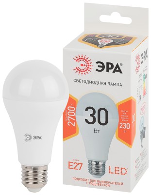 LED A65-30W-827-E27  Лампа светодиодная ЭРА STD LED A65-30W-827-E27 30Вт груша теплый белый свет Е27