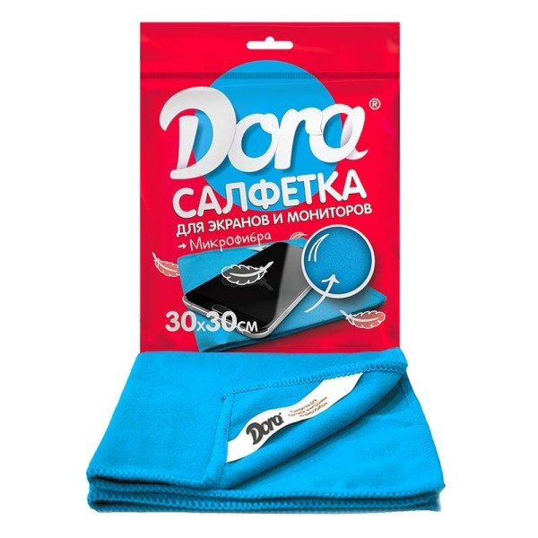 Салфетка из микрофибры Dora для экранов, мониторов и электротехники 30х30см 2001-006