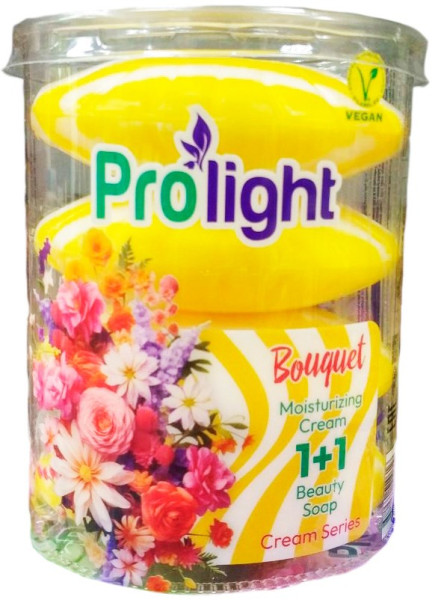 Prolight Мыло туалетное с увлажняющим кремом Букет, 4Х90 гр. (пэт-банка) БХS-1816П