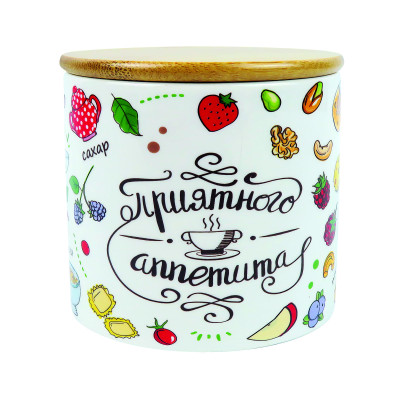 Appetite, Банка керам круг 440мл бамб/кр Приятного аппетита, ZFC465-9