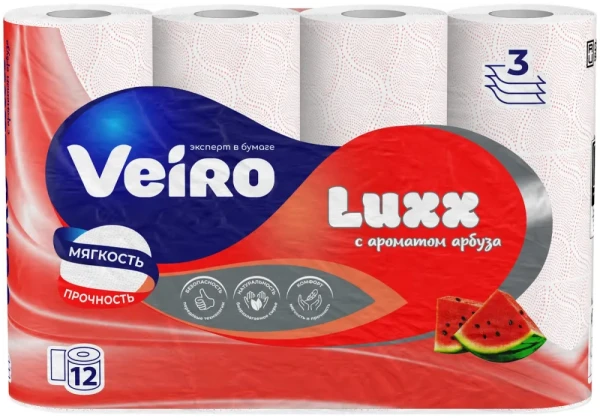 ВЕИРО Туалетная бумага Luxx Арома 12шт 3-х сл. АРБУЗ *6