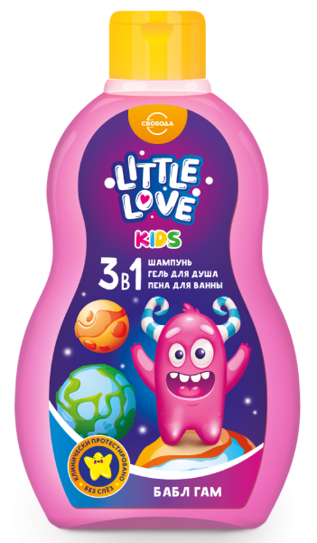Свобода Little Love Шампунь+Гель для д. Пена для ванны 3в1 Детск.Бабл Гам БХ4029332