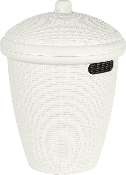 Корзина для хранения Keeplex Rattan со съемной крышкой 30л круглая 38х38х50,7см белое облако KL12041