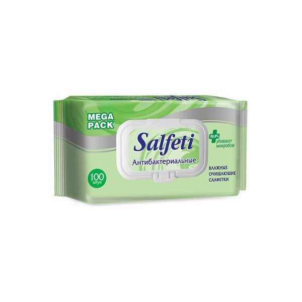Salfeti antibac mega pack №100 влажные салфетки  антибактериальные с клапаном