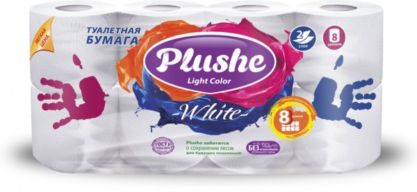 Plushe Light Color Туалетная бумага 8 рулонов 2 слоя 15м БХ5120Т