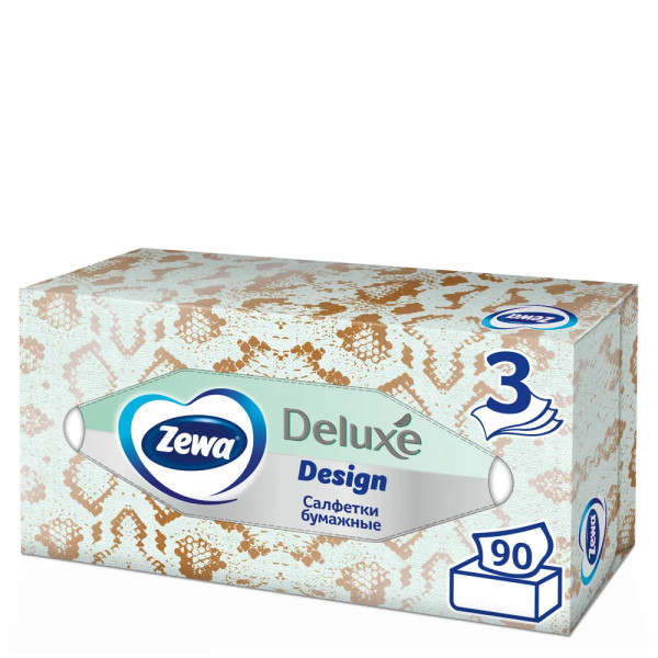 Zewa Делюкс бумажные салфетки 3-сл 90шт. в коробке БХ28002ЭБХ