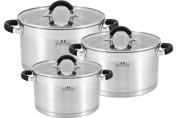 BC-2104 Набор посуды, 6пр, 1,8л, 2,5л, 3,5л, нерж. сталь