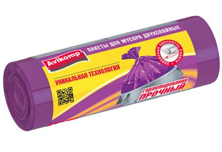 Авикомп пакеты для мусора 120л (10шт) 7600 желтые в рулоне *20