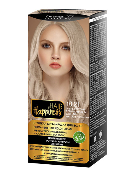 Белита-М Hair Happiness Стойкая Крем-краска Аммиачная тон 10.21 Перламутровый блондин Очень светлый