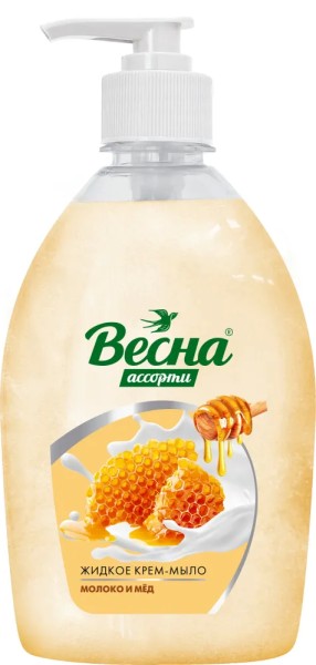 ВЕСНА АССОРТИ Жидкое Крем-Мыло 500г "Молоко и Мёд", арт.5223