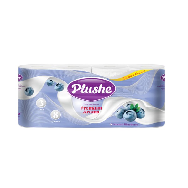 Plushe Premium Aroma Frosted Blueberry Туалетная Бумага 3 слоя 8 рулонов белая БХ73149П