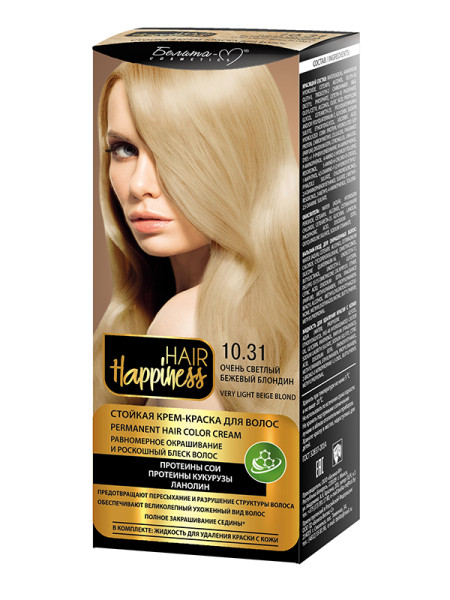 Белита-М Hair Happiness Стойкая Крем-краска Аммиачная тон 10.31 Бежевый блондин Очень светлый
