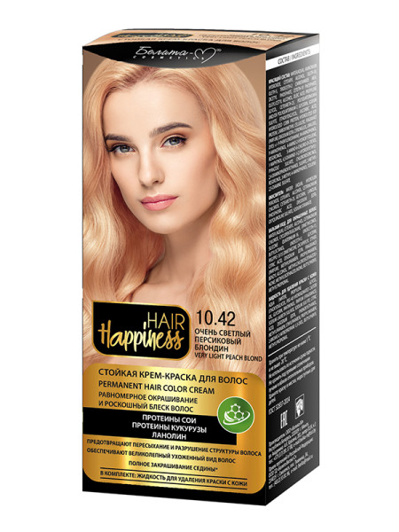 Белита Hair Happiness Стойкая Крем-краска Аммиачная тон 10.42 Персиковый блондин Очень светлый БХ08152БК