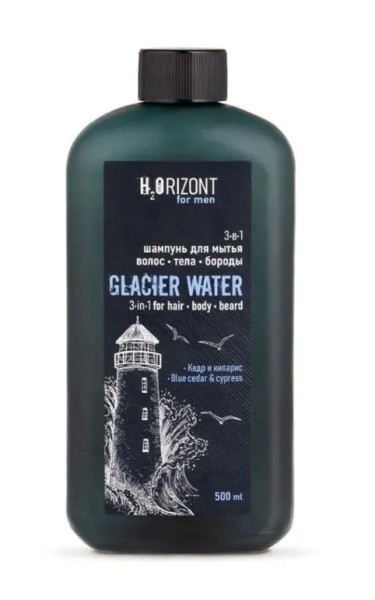 VILSEN H2Orizont ШАМПУНЬ для волос/тела/бороды 3 в1 GLACIAR WATER 500мл H2O-209 VILSEN