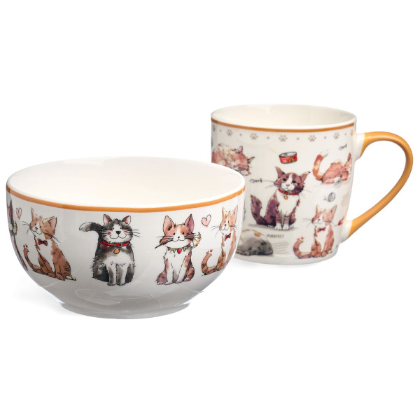 НАБОР ДЛЯ ЗАВТРАКА LEFARD "CATS", 2 ПР.: САЛАТНИК 500МЛ, КРУЖКА 345МЛ