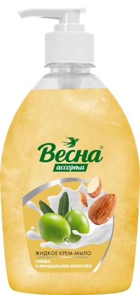 ВЕСНА АССОРТИ Жидкое Крем-Мыло 500г "Олива и Миндальное молочко", арт.5218