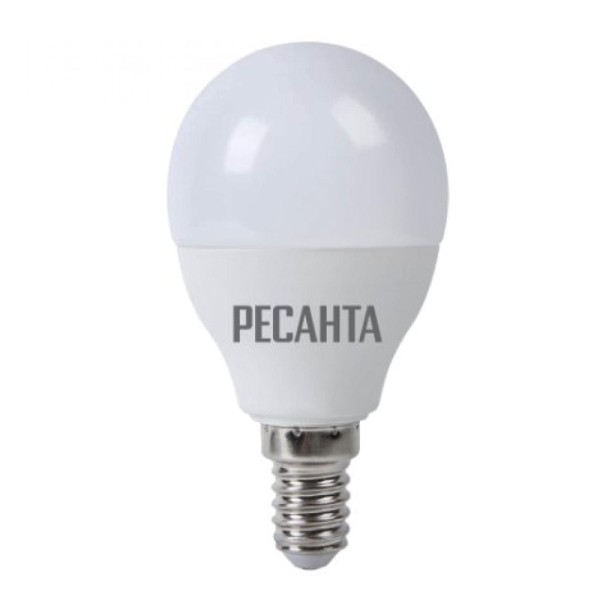 Ресанта Лампа светодиодная LL-R-G45-7W-230-4K-E14 (шар, 7Вт, нейтр., Е14) 76/1/8