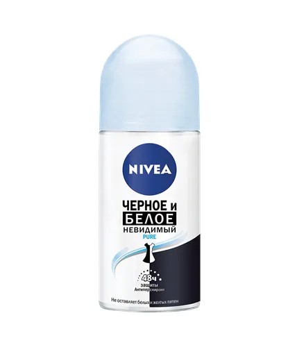 Нивея 82234 ЖЕН дезод-Шарик Pure д/черн.и бел (гол.) 50мл 6*30*