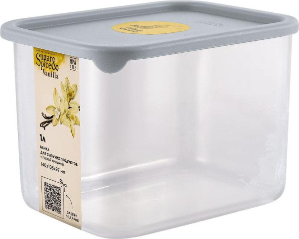 Sugar&Spice Банка для сыпучих продуктов Vanilla прямоуг. 1л с гибкой кр. трюфель SE168110025
