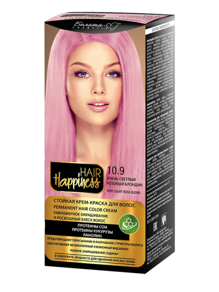 Белита-М Hair Happiness Стойкая Крем-краска Аммиачная тон 10.9  Розовый блондин Очень светлый