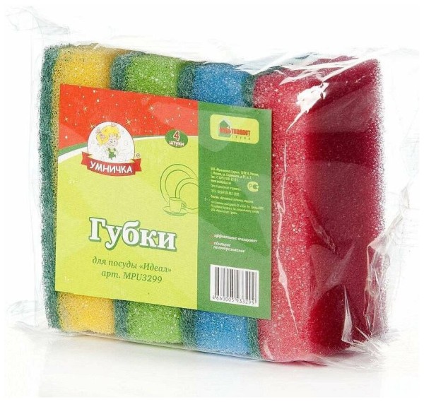 Губка д/посуды Идеал 4 шт. "Умничка" (60) MPU3299