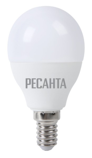 Ресанта Лампа светодиодная LL-R-G45-7W-230-4K-E27 (шар, 7Вт, нейтр., Е27) 76/1/73
