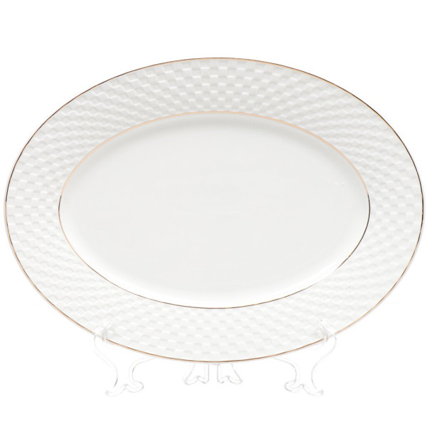 Блюдо керам, овал, 30 см, бел, Кембридж, Daniks, Y4-2736
