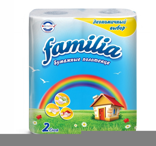 Familia Полотенца бумажные RAINBOW Белые 2-х сл. 2 рул БХ4030909