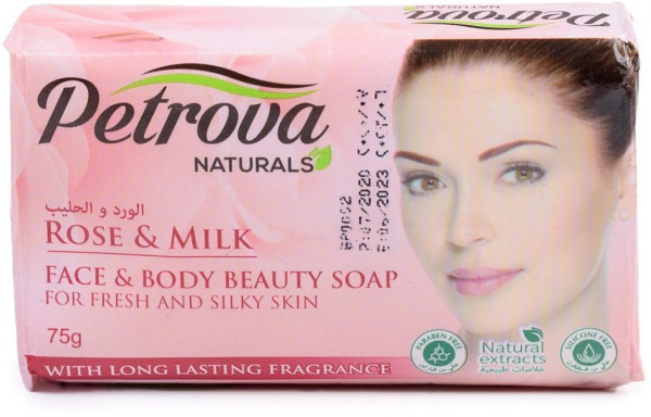PETROVA NATURALS Твердое мыло для лица и тела СВЕЖЕСТЬ&ШЕЛК – РОЗА&МОЛОКО 75г БХ6834Т