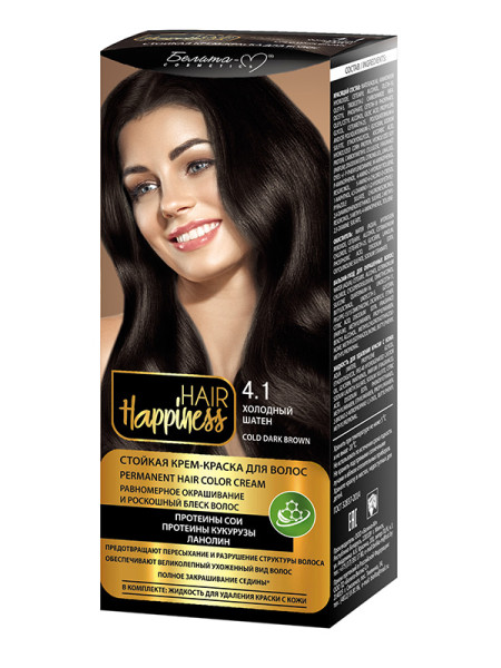 Белита Hair Happiness Стойкая Крем-краска Аммиачная тон 4.1 Холодный шатен БХ08312БК