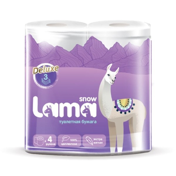 Snow Lama Туалетная бумага 3сл. 4 рул. белая БХ91575Т