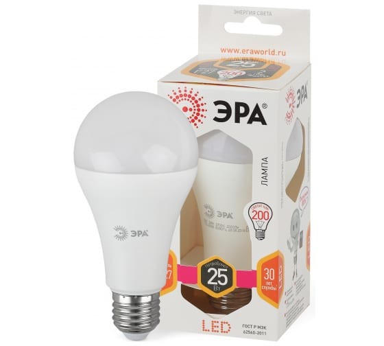 Лампочка светодиодная ЭРА RED LINE LED A65-25W-827-E27 R Е27 / E27 25 Вт груша теплый белый свет