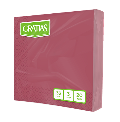 Gratias Салфетки 33*33 (20шт) 3сл. Бордо БХ32321Т