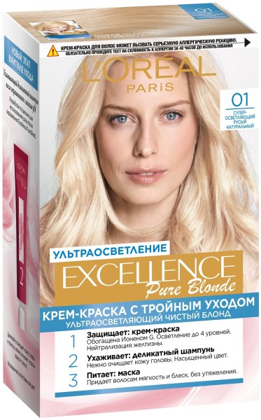L'Oreal EXCELLENCE Краска-уход - 01 Супер осв.русый натуральный. *1*3*