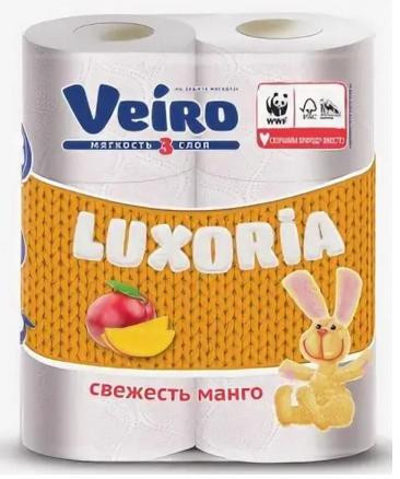 ВЕИРО Туалетная бумага Люксория Арома 6шт 3-х сл. МАНГО Белая *12