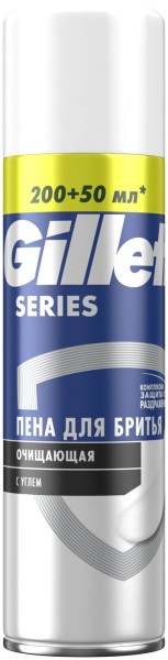 Gillette Пена д/бр. Series 250мл очищающая с углем БХ81775577А
