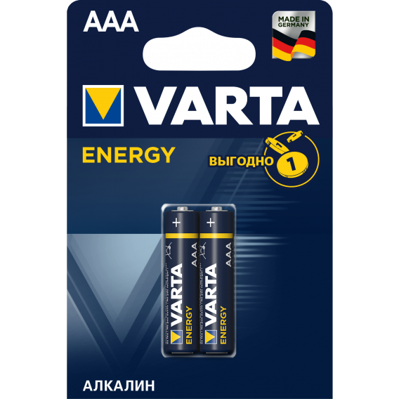 Элемент питания Varta ENERGY LR03 AAA BL2 шт. Alkaline 1.5V (4103)