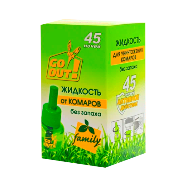 Жидкость от комаров Go Out 45 ночей без запаха 4607013280083
