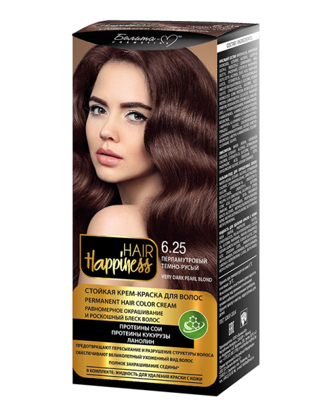 Белита Hair Happiness Стойкая Крем-краска Аммиачная тон 6.25 Перламутровый Тёмно-Русый БХ08251БК