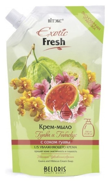 ВИТЭКС EXOTIC FRESH Крем-мыло ГУАВА ГИБИСКУС, дой пак 750мл/6шт, код 24 54