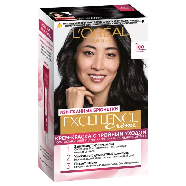L'Oreal EXCELLENCE Краска-уход - 100 Черный.
