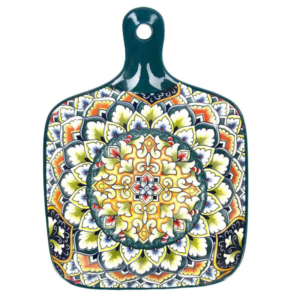 Блюдо с ручкой "Arabesque" (зеленый) 22,5*16*3,5см. 0860016