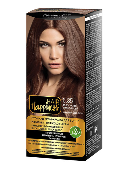 Белита Hair Happiness Стойкая Крем-краска Аммиачная тон 6.35 Золотистый Тёмно-Русый БХ08268БК