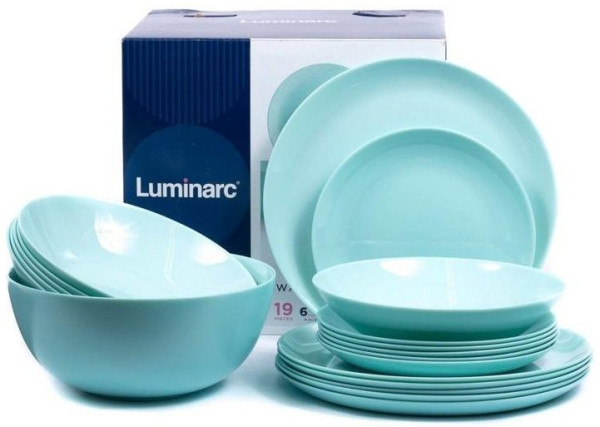 Luminarc Столовый набор 19 предметов ДИВАЛИ ЛАЙТ ТЮРКУАЗ P2947