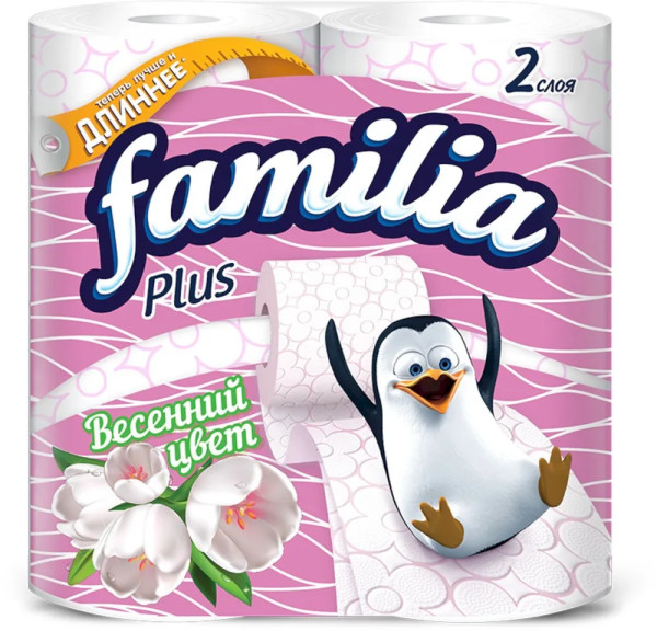 FAMILIA Plus Туалетная бумага 2сл. 4 шт. ВЕСЕННИЙ ЦВЕТ