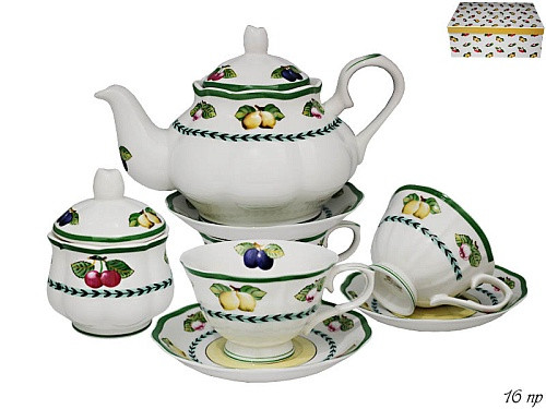 Lenardi Чайный сервиз 16пр. ФРУКТЫ в под.уп. 105-418 L