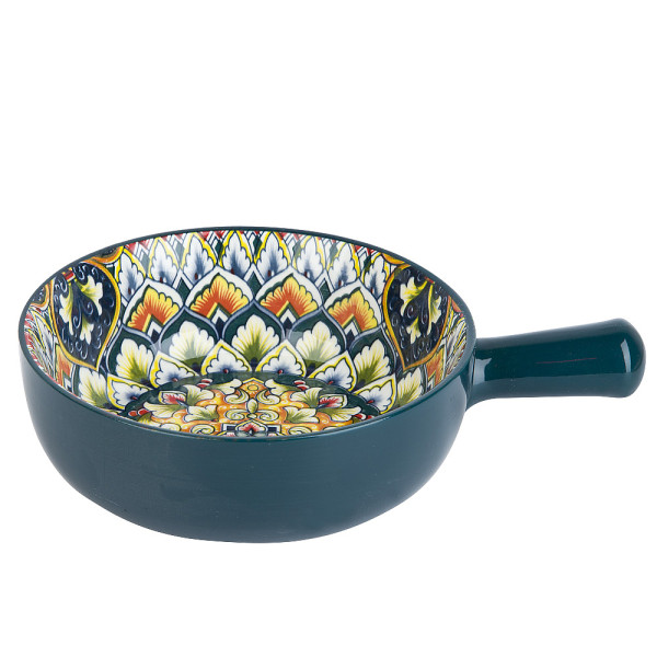 Nouvelle Кокотница с ручкой "Arabesque" (зеленый) 20,3х15,3х5,5см 0860078