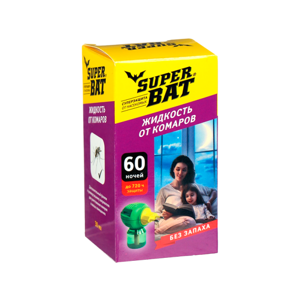 Жидкость от комаров SuperBAT 60 ночей 45мл 01-013