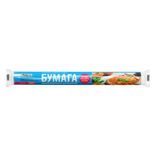 Бумага силиконизированная для выпекания, белая, 38 см х 6 м, PATERRA
